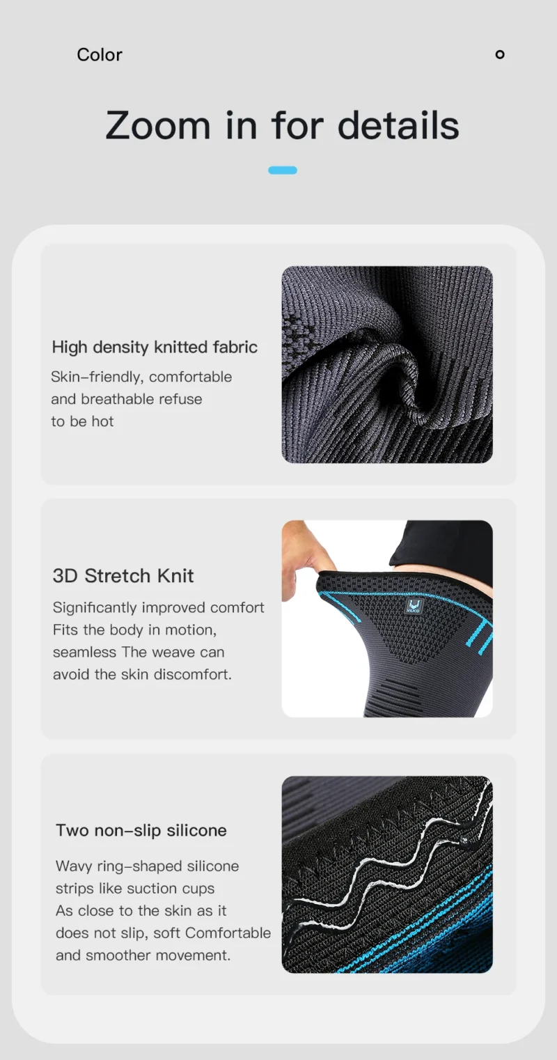 Professional Knee Support Compression Knee Sleeve Anti Slip Silicone Knee Braces for Knee Pain Meniscus Tear