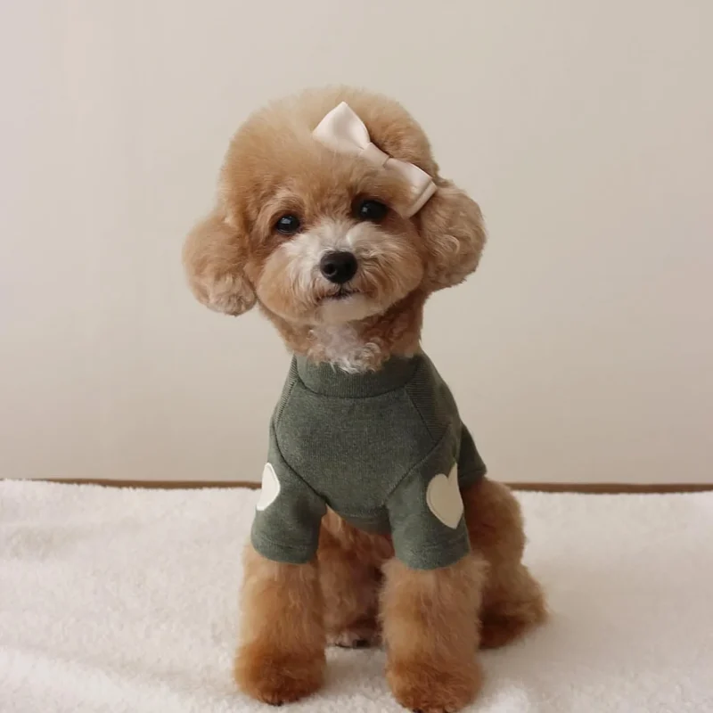 Autumn and Winter Dog Base Shirt Cute Love Heart Hoodie Dog Sweatshirt Cat Pet Love Warm Clothes Designer Dog Clothes