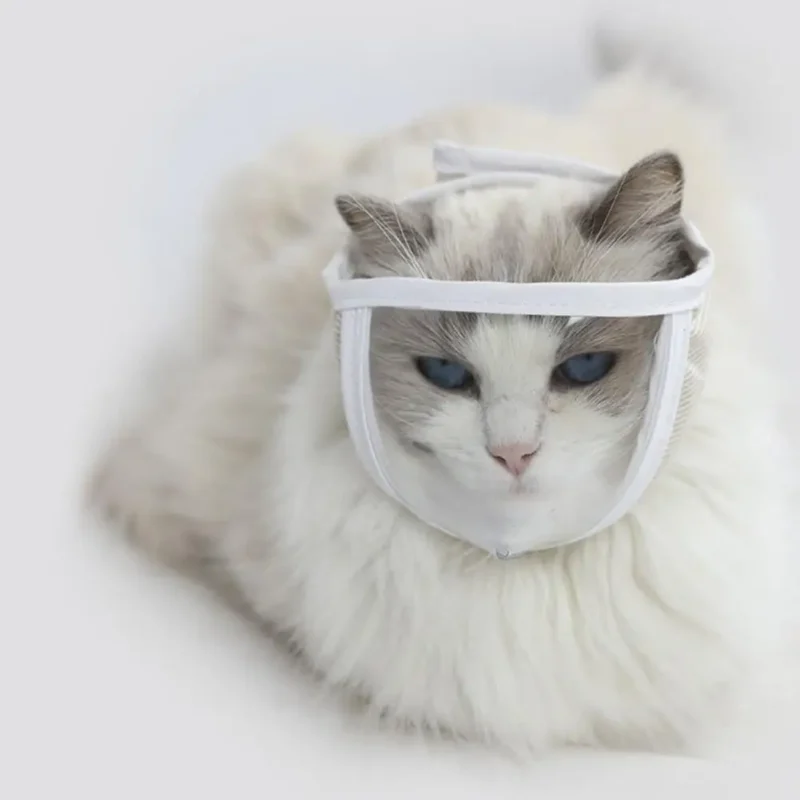 Pet Muzzle Anti-bite Adjustable Breathable Anti-scratch Small Pet Transparent Grooming Muzzle Cat Supplies