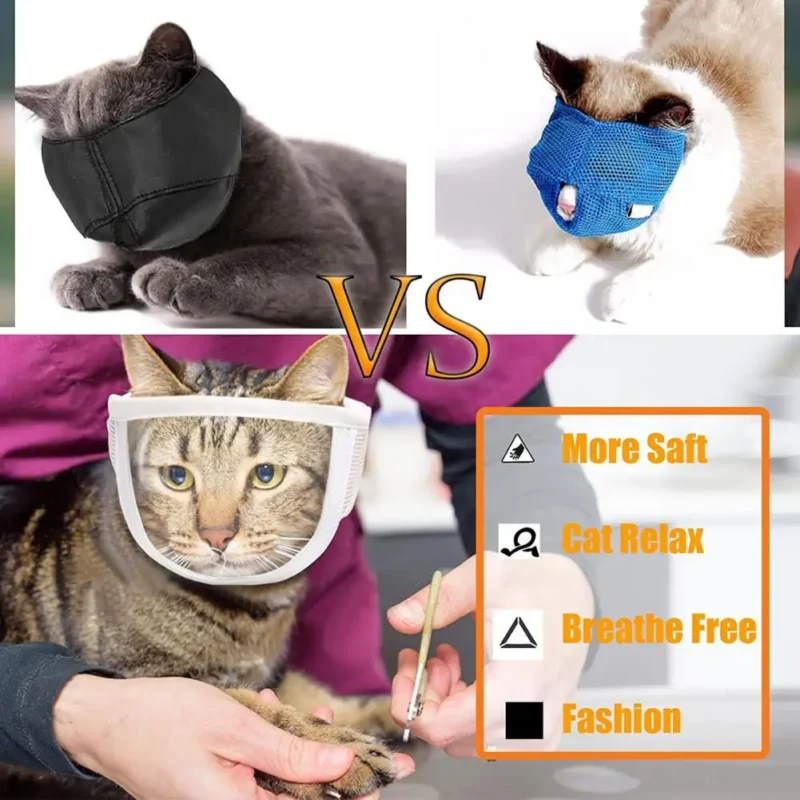 Pet Muzzle Anti-bite Adjustable Breathable Anti-scratch Small Pet Transparent Grooming Muzzle Cat Supplies