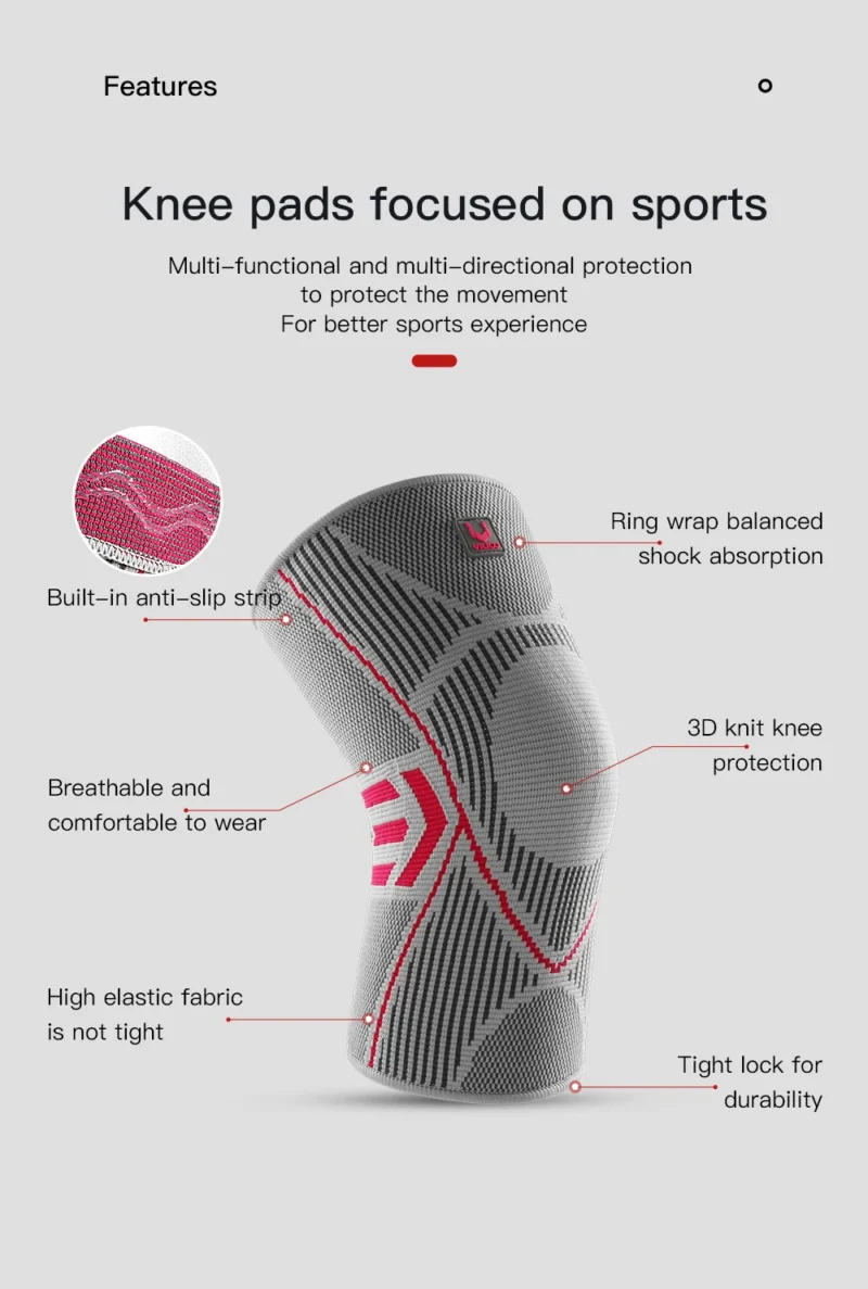 Professional Knee Support Compression Knee Sleeve Anti Slip Silicone Knee Braces for Knee Pain Meniscus Tear