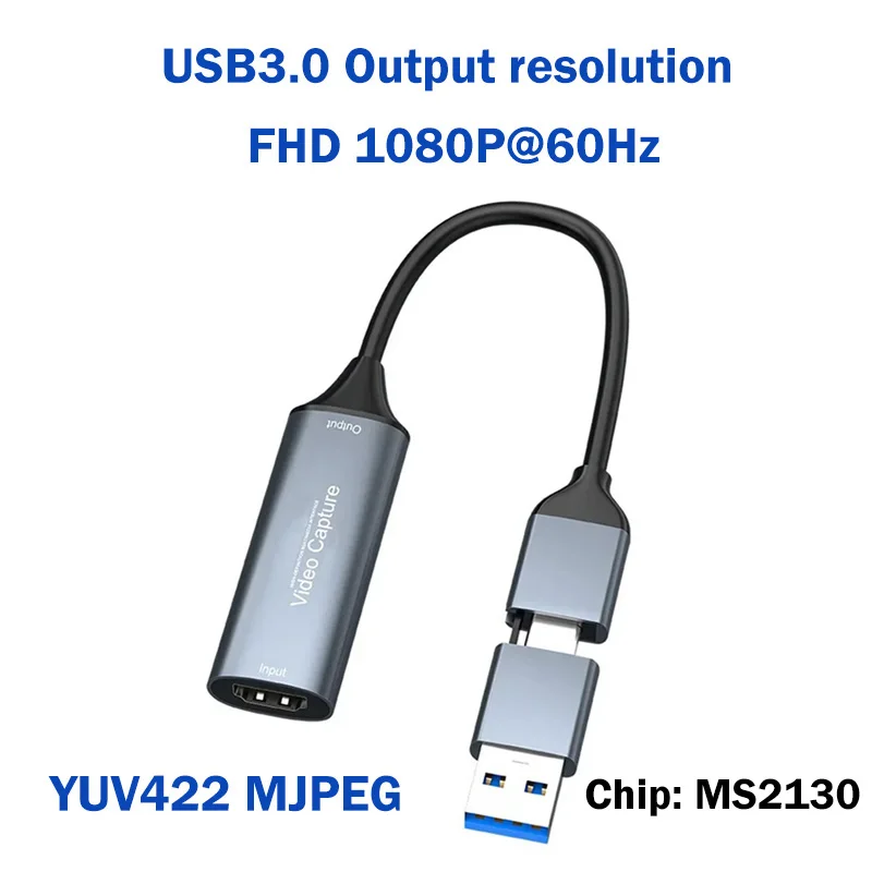 Portable Type C/A Video Capture Card USB 3.0 FHD1080P@60Hz UVC Phone Win Mac OS For HDMI-compatible Switch Xbox PS5/4 Camera