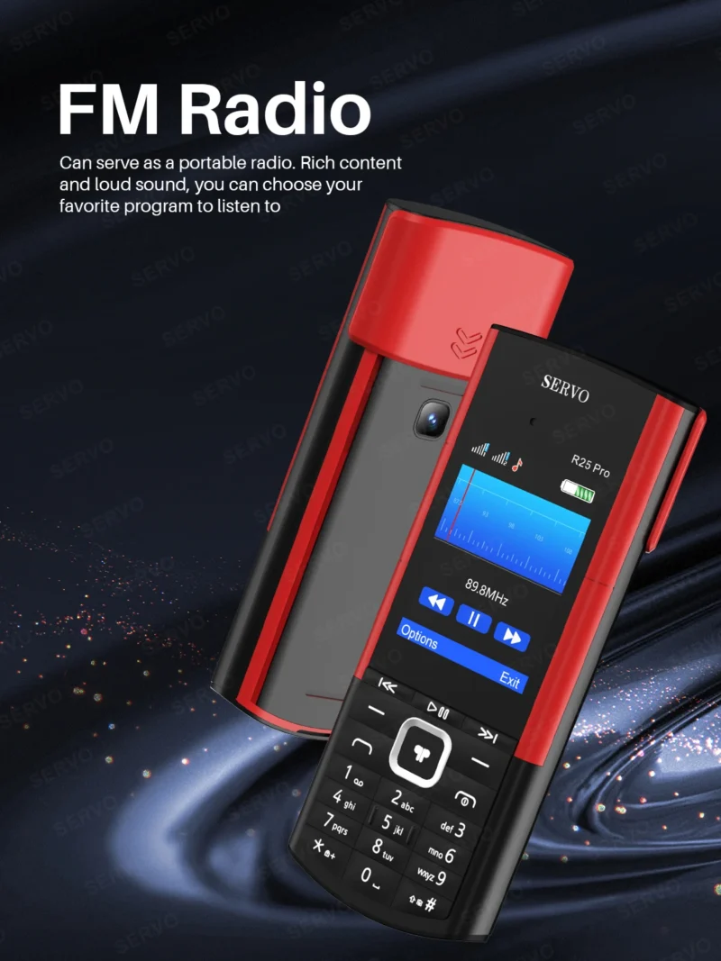 SERVO R25 PRO Mobile Phone Dual SIM Standby Call Recording Speed Dial Blacklist Torch FM 2G GSM Cellphone Built-in TWS Earphones