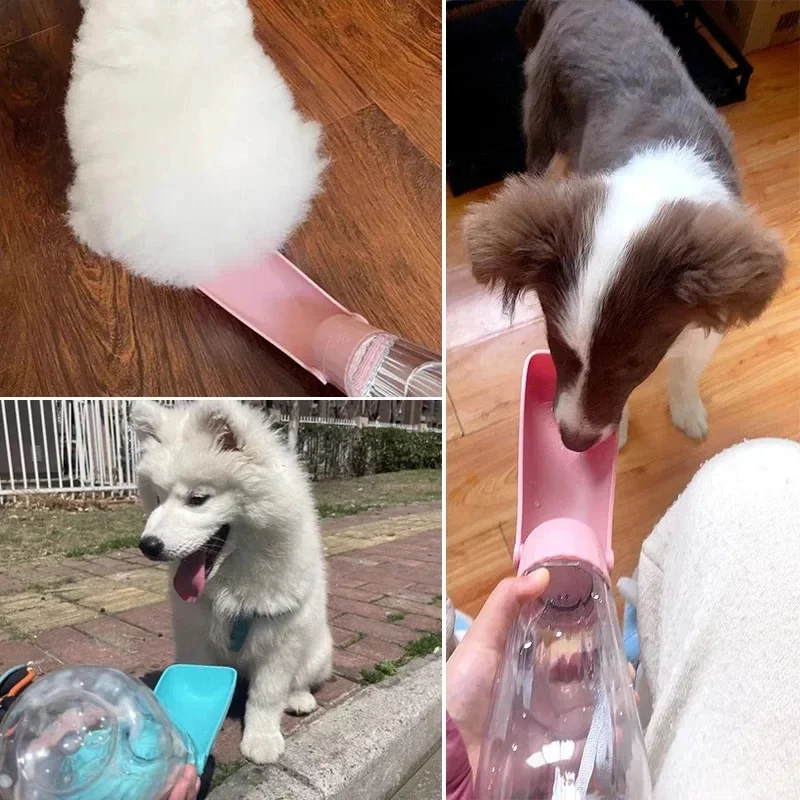 550ml Foldable Leakproof Dog Water Bottle Portable Outdoor Travel Hiking Drinking Bowl for Small Large Dogs Cats Food Grade Mate