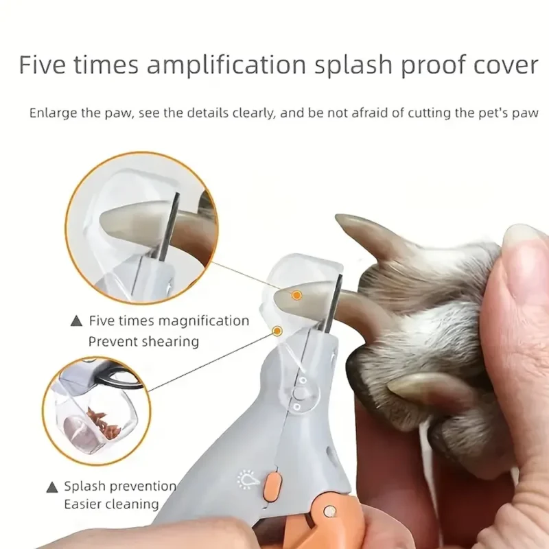 LED Light Pet Nail Clippers for Cats And Dogs 5x Magnification Dual-Sided Clipper for Trimming Nails And Claws