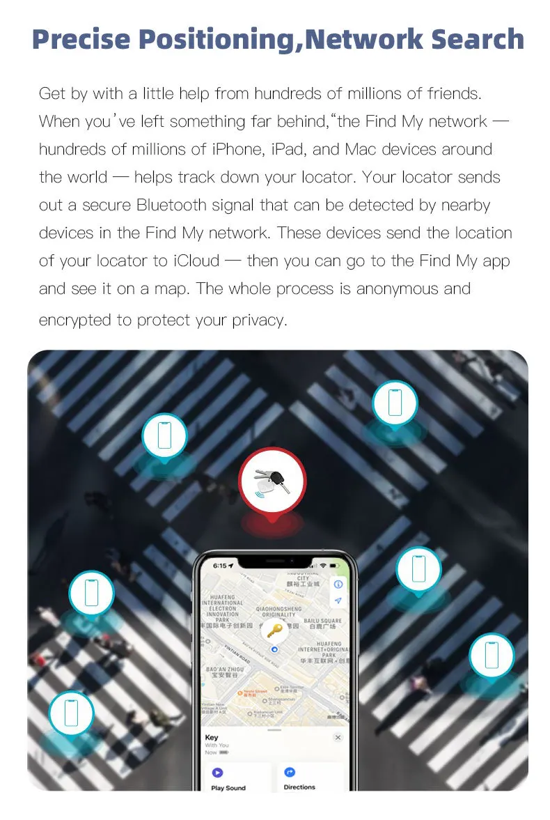 Bluetooth Mini Tracking Device for Apple Find My APP Smart Tag Kid Pet Car GPS Lost Tracker Anti-Lost Alarm Reminder Positioner