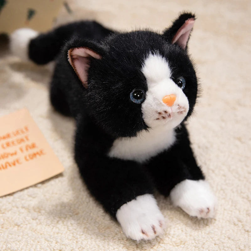 38cm New Simulation Cat Plush Toys Soft Stuffed 5 Color Cat Lying Posture Solid Color Cat Plush Doll  Kids Girls Birthday Gift