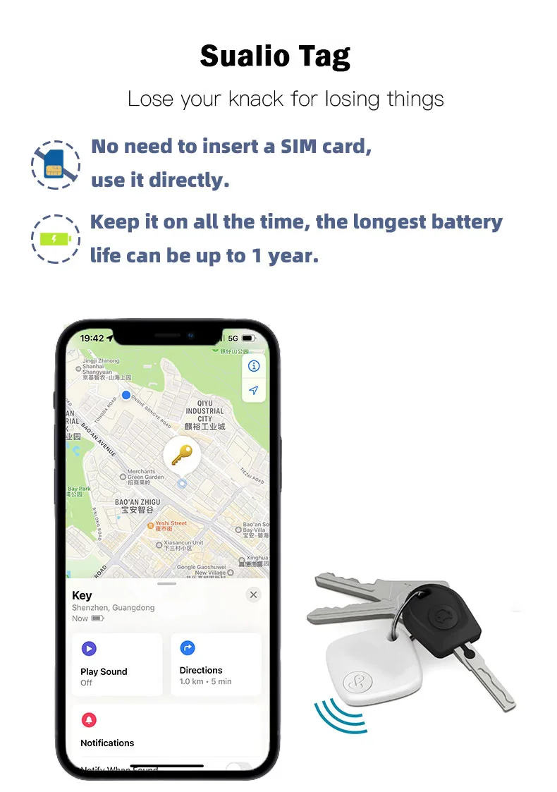 Bluetooth Mini Tracking Device for Apple Find My APP Smart Tag Kid Pet Car GPS Lost Tracker Anti-Lost Alarm Reminder Positioner