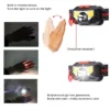 Rechargeable LED Headlamp Sensor Headlight With COB and LED Beads 8 Lighting Modes White and Red Light Fishing Light
