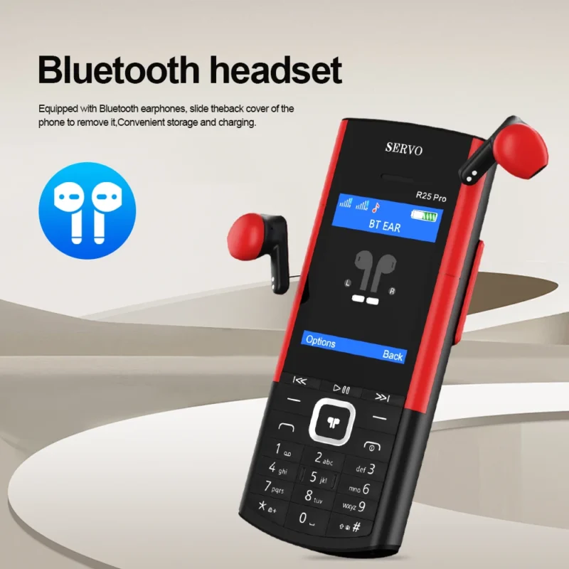 SERVO R25 PRO Mobile Phone Dual SIM Standby Call Recording Speed Dial Blacklist Torch FM 2G GSM Cellphone Built-in TWS Earphones