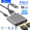 4-in-1 USB C Docking Station Dual HDMI 4K60Hz USB 3.0 HUB Type C to HDMI Adapter USB C HUB TYPC C Splitter For Laptop Macbook