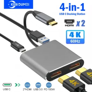 4-in-1 USB C Docking Station Dual HDMI 4K60Hz USB 3.0 HUB Type C to HDMI Adapter USB C HUB TYPC C Splitter For Laptop Macbook