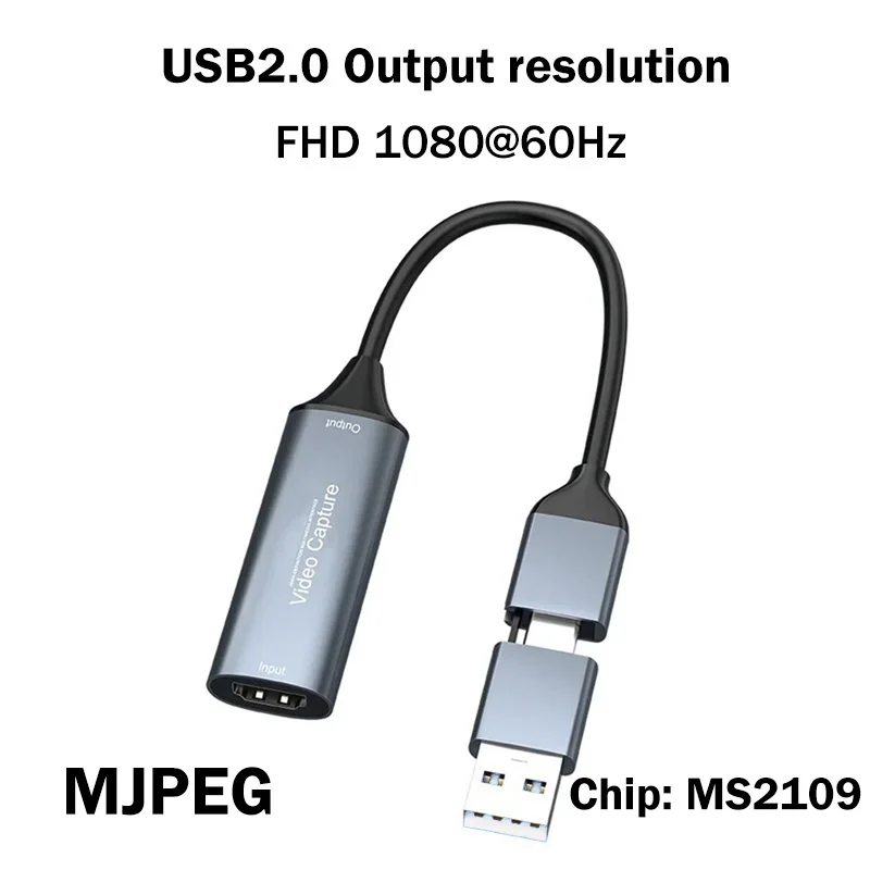 Portable Type C/A Video Capture Card USB 3.0 FHD1080P@60Hz UVC Phone Win Mac OS For HDMI-compatible Switch Xbox PS5/4 Camera