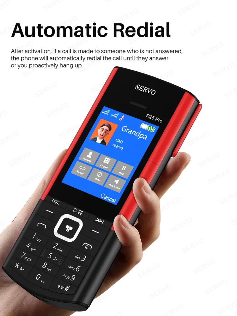 SERVO R25 PRO Mobile Phone Dual SIM Standby Call Recording Speed Dial Blacklist Torch FM 2G GSM Cellphone Built-in TWS Earphones