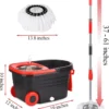 360° Spin Mop Bucket Sets Wrings System, Bucket with Wheels and 61''/155cm Extendable and Adjustable Handle, Dry wet separation