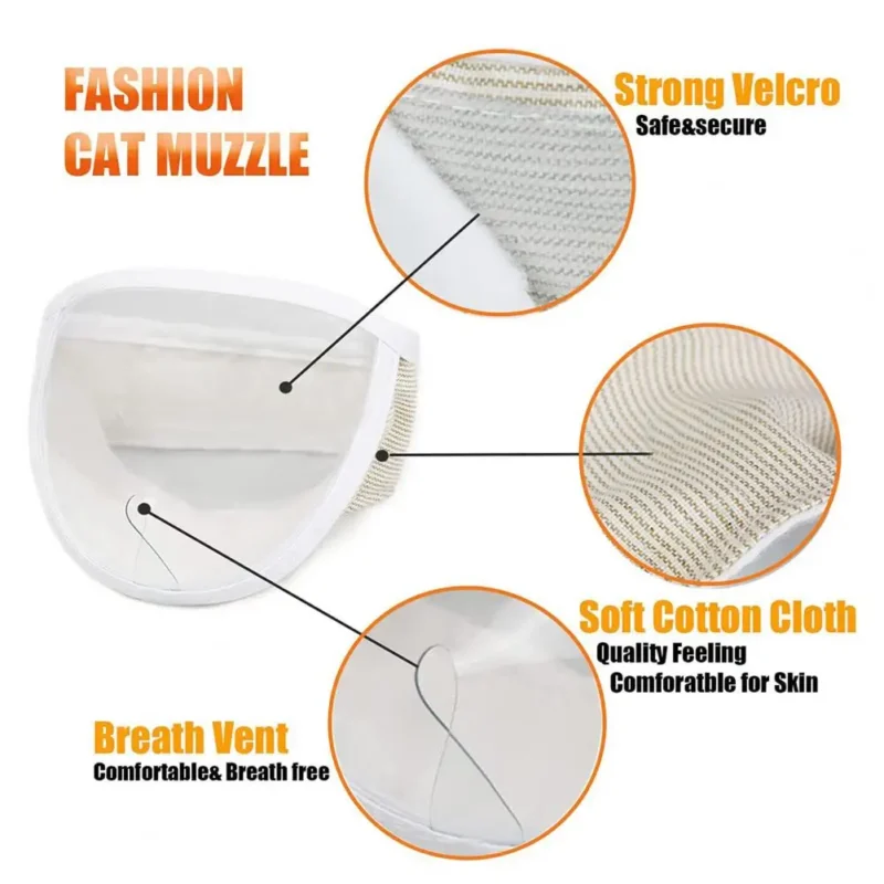 Pet Muzzle Anti-bite Adjustable Breathable Anti-scratch Small Pet Transparent Grooming Muzzle Cat Supplies
