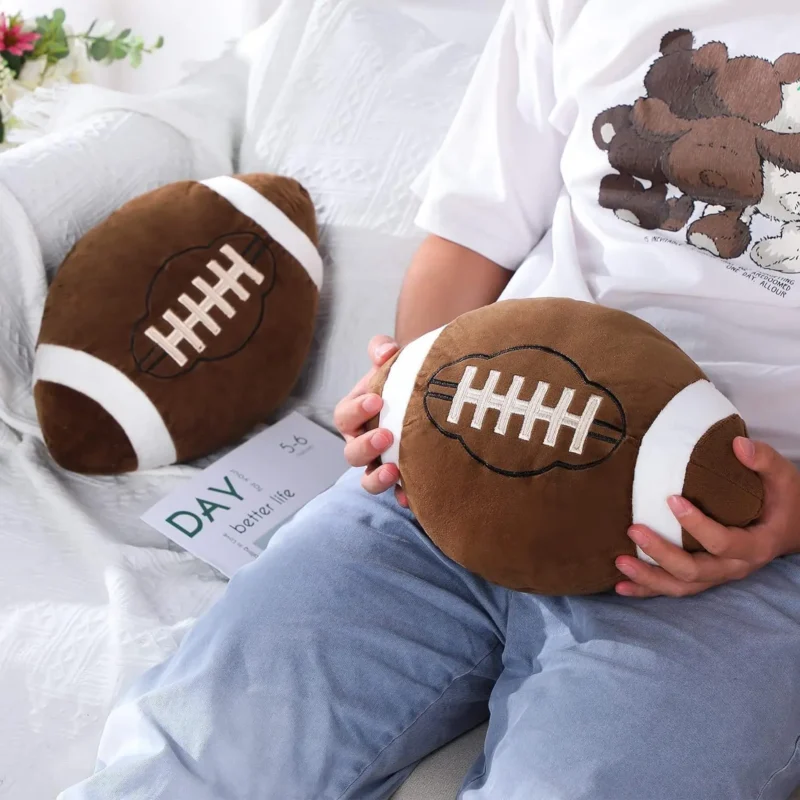 Rugby Plush Throw Pillows Contemporary Plush Football Throw Pillows, Soft -Filled Sports Cushions Home Decor