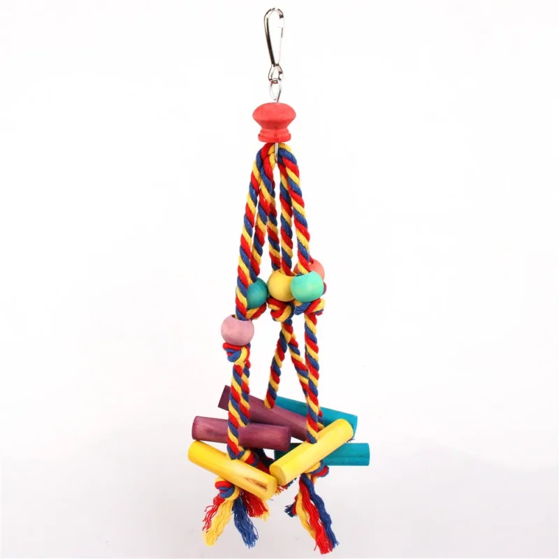 Random Colors Bird Accessories Wood Chewing Toy Birds  Rope Parrot Toys Cage Resistant Small Large Bird Toy Parrots Training