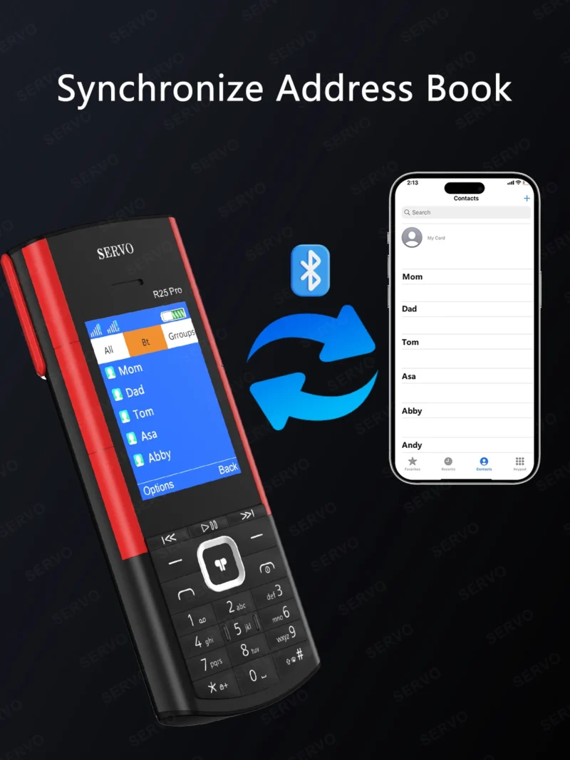 SERVO R25 PRO Mobile Phone Dual SIM Standby Call Recording Speed Dial Blacklist Torch FM 2G GSM Cellphone Built-in TWS Earphones