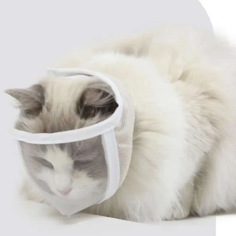 Pet Muzzle Anti-bite Adjustable Breathable Anti-scratch Small Pet Transparent Grooming Muzzle Cat Supplies