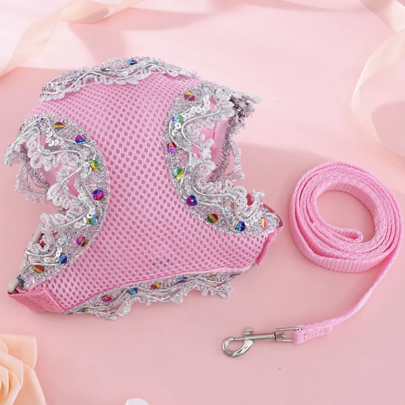 Ventilate Small Dog Harness Leash Sets Summer Soft Cat Harness and Leash Sets Adjustable Dog Harness Pet Leash Cat Accessories