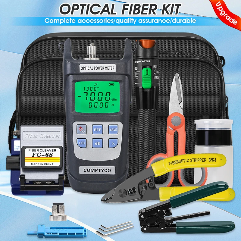 COMPTYCO FTTH Fiber Optic Tool Kit with Fiber Fibra Optica Power Meter and 10mW Visual Fault Locator AUA-6S FTTH tool
