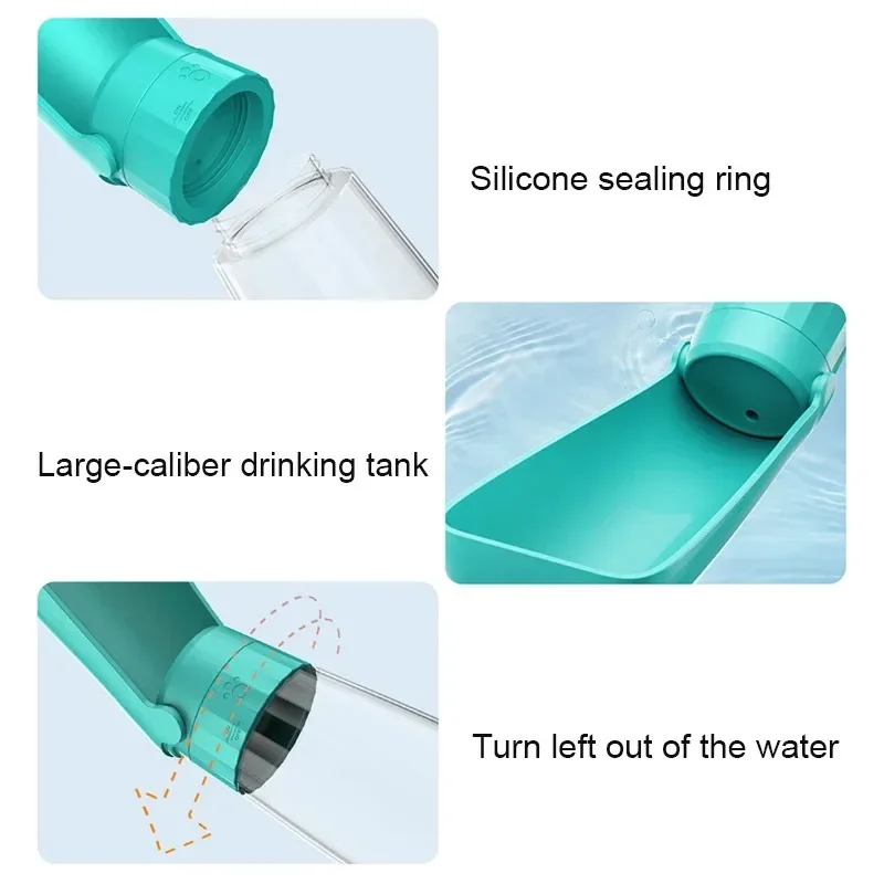 550ml Foldable Leakproof Dog Water Bottle Portable Outdoor Travel Hiking Drinking Bowl for Small Large Dogs Cats Food Grade Mate