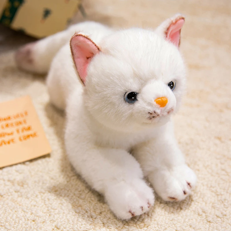 38cm New Simulation Cat Plush Toys Soft Stuffed 5 Color Cat Lying Posture Solid Color Cat Plush Doll  Kids Girls Birthday Gift