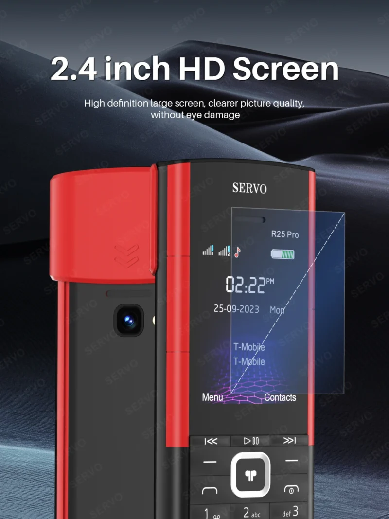 SERVO R25 PRO Mobile Phone Dual SIM Standby Call Recording Speed Dial Blacklist Torch FM 2G GSM Cellphone Built-in TWS Earphones
