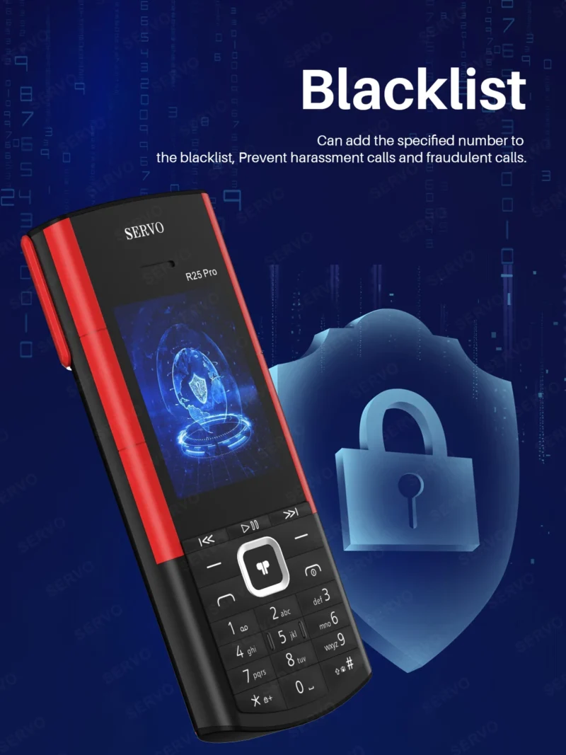 SERVO R25 PRO Mobile Phone Dual SIM Standby Call Recording Speed Dial Blacklist Torch FM 2G GSM Cellphone Built-in TWS Earphones