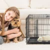 JHK Double Door Folding Metal Wire Dog Cage with Plastic Leak-Proof Pan Tray Extra Large Pet Kennel for Indoor Outdoor Travel
