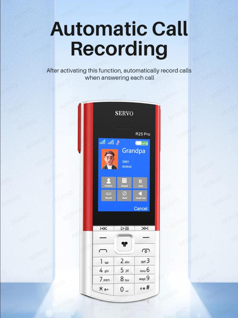 SERVO R25 PRO Mobile Phone Dual SIM Standby Call Recording Speed Dial Blacklist Torch FM 2G GSM Cellphone Built-in TWS Earphones