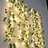 2M Green Leaf String Lights Artificial Ivy Vine Fairy Light Wedding Party Decoration Christmas Home Room Decor Wall Plant Wreath