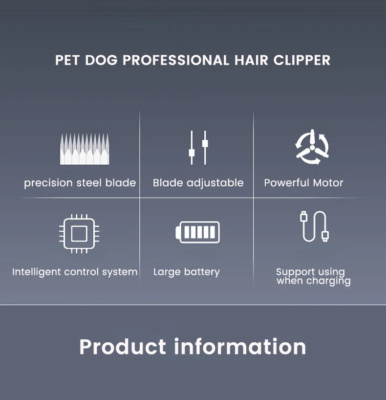 Professional Dog Hair Clipper All Metal Rechargeable Pet Trimmer Cat Shaver Cutting Machine Puppy Grooming Haircut Low Noice