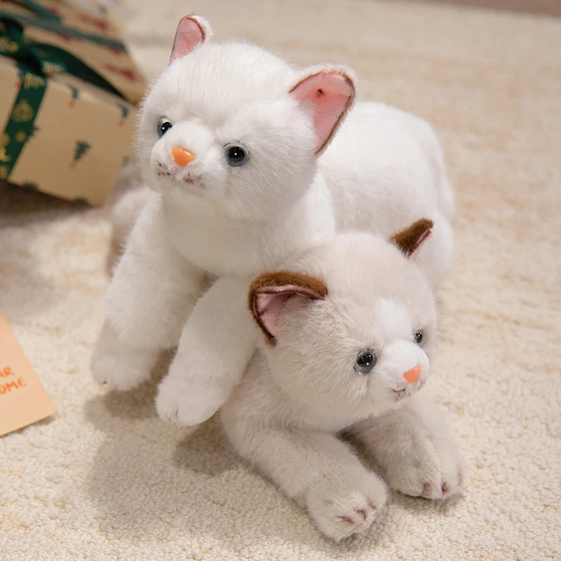 38cm New Simulation Cat Plush Toys Soft Stuffed 5 Color Cat Lying Posture Solid Color Cat Plush Doll  Kids Girls Birthday Gift