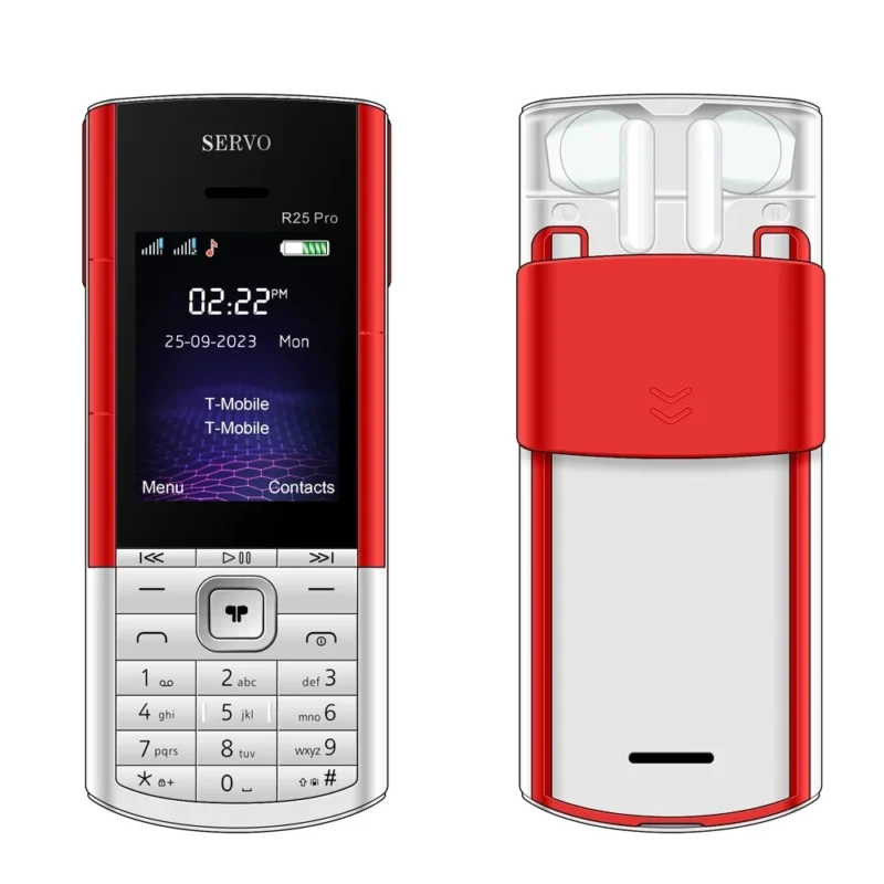 SERVO R25 PRO Mobile Phone Dual SIM Standby Call Recording Speed Dial Blacklist Torch FM 2G GSM Cellphone Built-in TWS Earphones