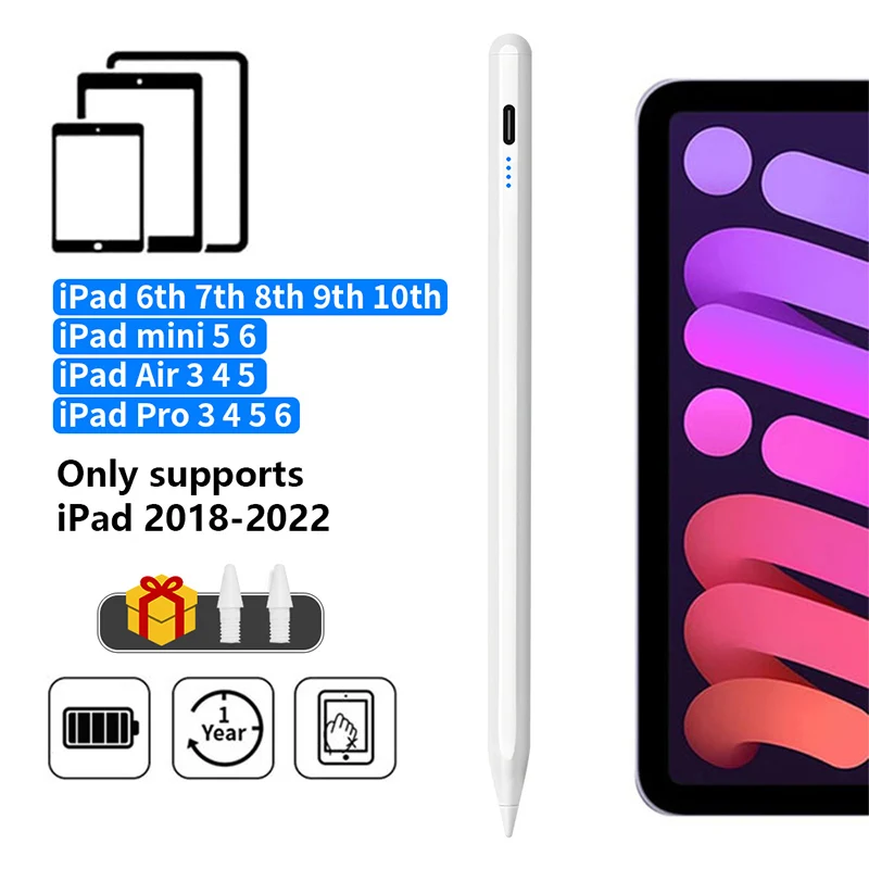 For Apple Pencil 2 1 Palm Rejection Power Display iPad Accessories iPad 2022 2021 2020 2019 2018 Pro 11 12.9 Air Stylus Pen