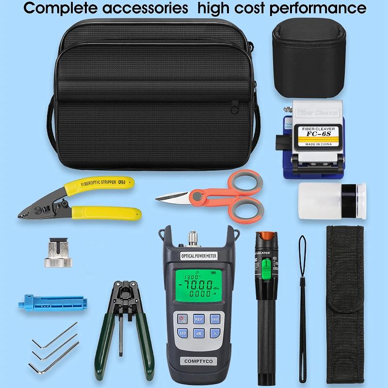 COMPTYCO FTTH Fiber Optic Tool Kit with Fiber Fibra Optica Power Meter and 10mW Visual Fault Locator AUA-6S FTTH tool