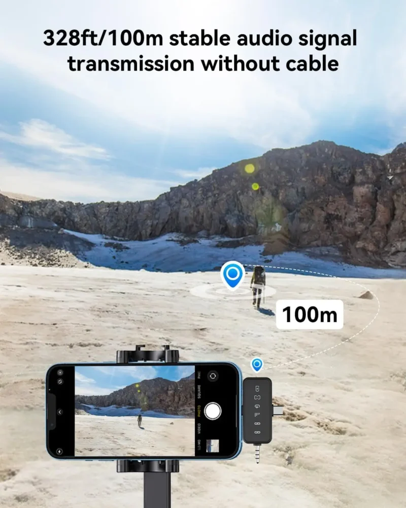 3 in 1 Microphone for iPhone/Android, Wireless, 328ft Transmission, Mini Microphone for Record Interview, YouTube, Tiktok