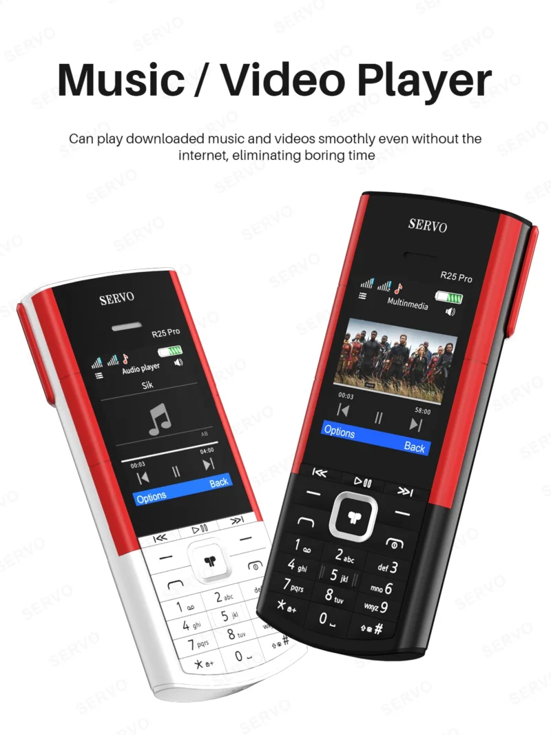 SERVO R25 PRO Mobile Phone Dual SIM Standby Call Recording Speed Dial Blacklist Torch FM 2G GSM Cellphone Built-in TWS Earphones