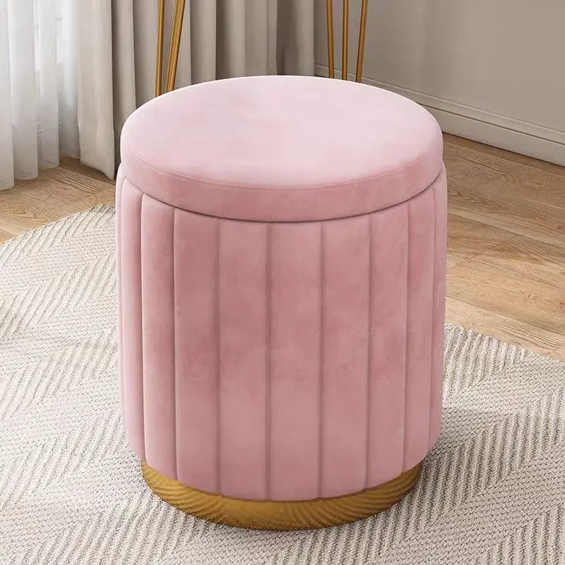 New Storage Round Stool, Shoe Changing Stool with Storage Space, Makeup Stool, Bedroom Dressing Table Round Stool