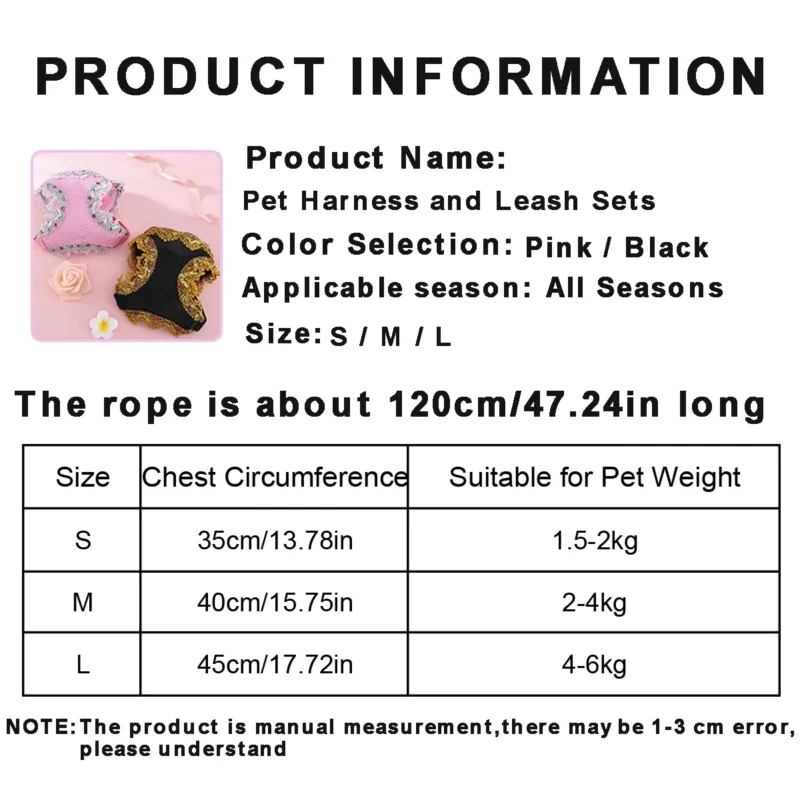 Ventilate Small Dog Harness Leash Sets Summer Soft Cat Harness and Leash Sets Adjustable Dog Harness Pet Leash Cat Accessories