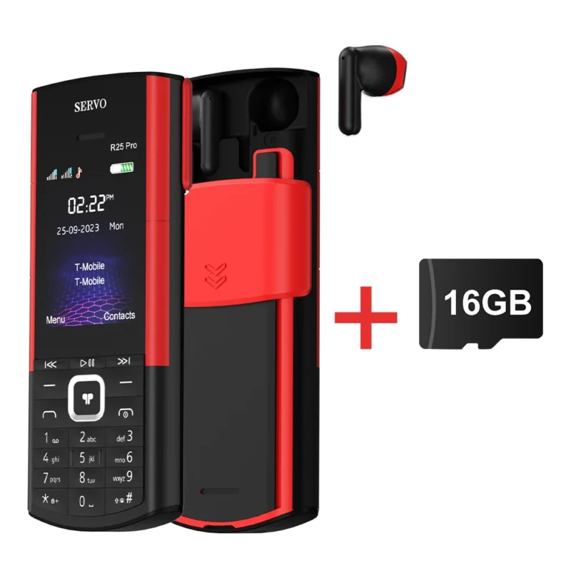 SERVO R25 PRO Mobile Phone Dual SIM Standby Call Recording Speed Dial Blacklist Torch FM 2G GSM Cellphone Built-in TWS Earphones