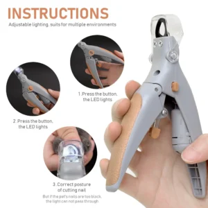 LED Light Pet Nail Clippers for Cats And Dogs 5x Magnification Dual-Sided Clipper for Trimming Nails And Claws