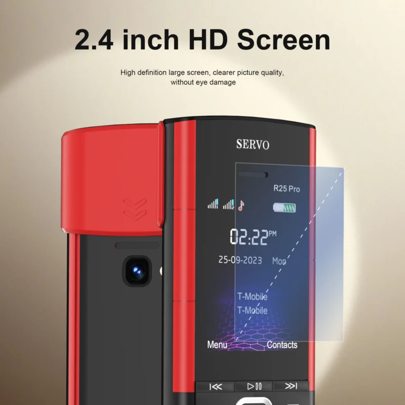 SERVO R25 PRO Mobile Phone Dual SIM Standby Call Recording Speed Dial Blacklist Torch FM 2G GSM Cellphone Built-in TWS Earphones