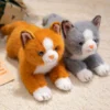 38cm New Simulation Cat Plush Toys Soft Stuffed 5 Color Cat Lying Posture Solid Color Cat Plush Doll  Kids Girls Birthday Gift