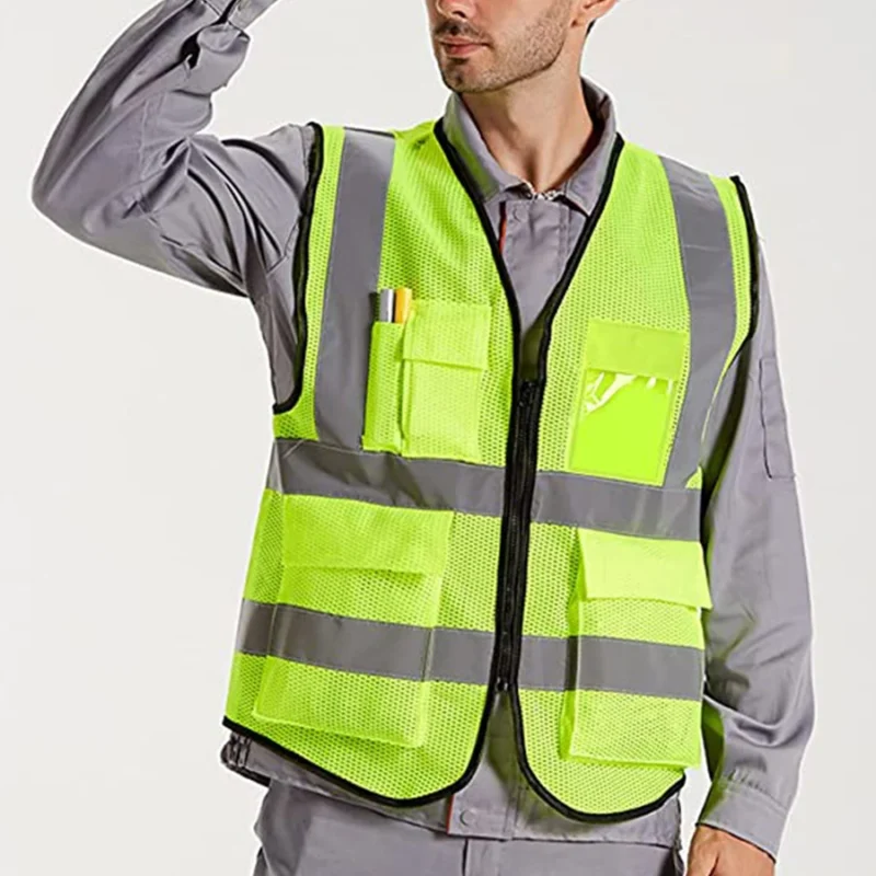 Safety High Visibility Reflective Vest Adjustable Reflective Security Vests Traffic Night Outdoor For Running Cycling Sports