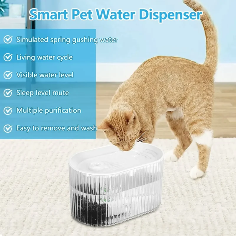 Pet Cat Fountain 1.35L Ultra Quiet Pet Water Fountain for Kitty Cat Dog Transparent Automatic Pet Water Dispenser Cat Products