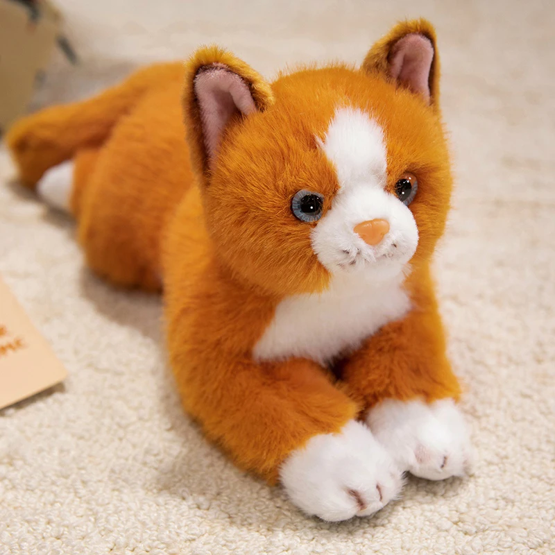 38cm New Simulation Cat Plush Toys Soft Stuffed 5 Color Cat Lying Posture Solid Color Cat Plush Doll  Kids Girls Birthday Gift