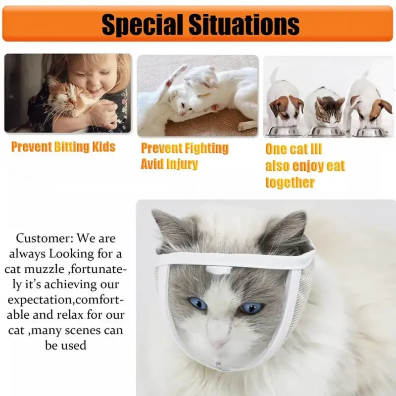 Pet Muzzle Anti-bite Adjustable Breathable Anti-scratch Small Pet Transparent Grooming Muzzle Cat Supplies
